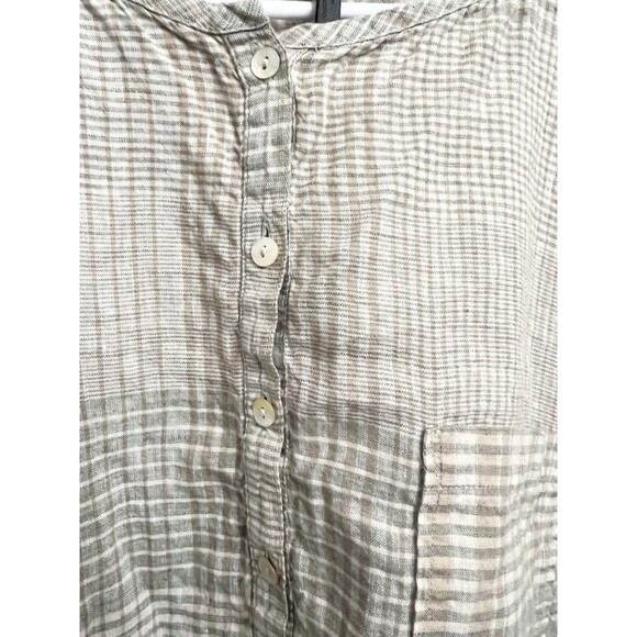 Oska OSFA Linen Shift Dress Maxi Lagenlook Patchwork Gray OS $475 Originally - Picture 4 of 9